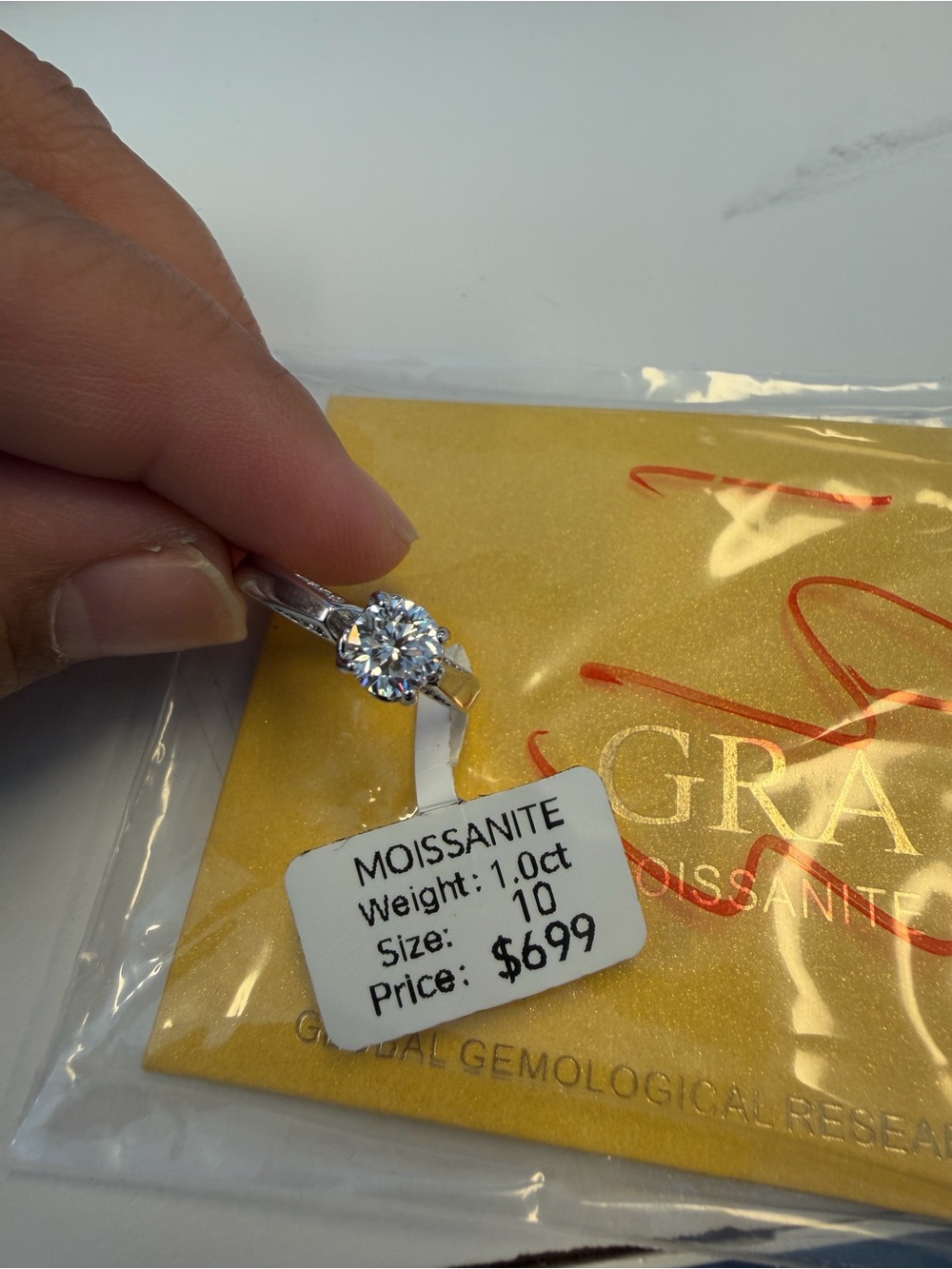 Moissanite Solitaire Engagement Ring in Silver - 1.0ct